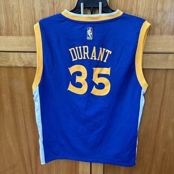 Adidas Golden State Warriors Blue Yellow Basketball Kevin Durant 35 Jersey XL - Picture 8 of 8